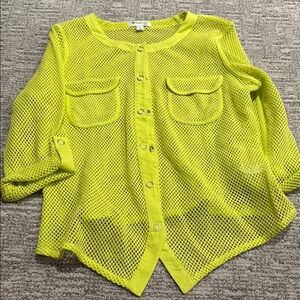 Women's Neon Mesh Button-Up Shirt